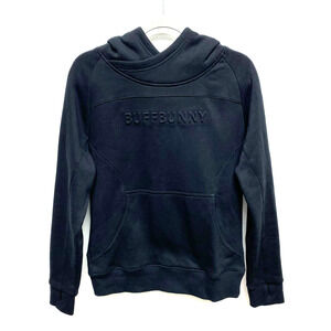 BuffBunny Collection Womens Black Embossed Spellout Cowl Neck Beyond Hoodie M